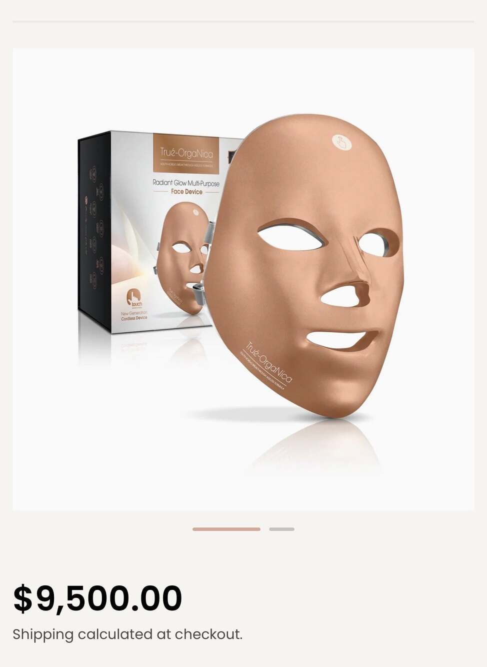 True Organica Radiant Glow Cordless LED Face Mask Device Rose Gold NIB